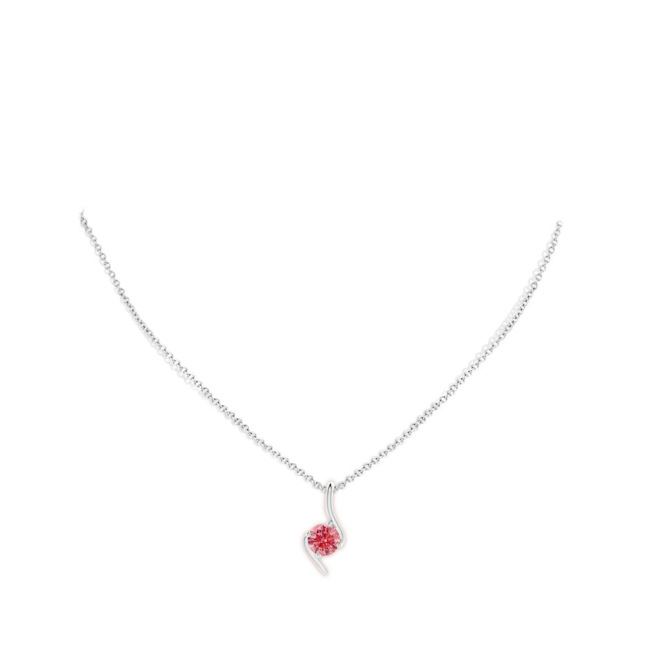 7.4mm Labgrown Prong-Set Lab-Grown Fancy Intense Pink Diamond Solitaire Bypass Pendant in White Gold pen