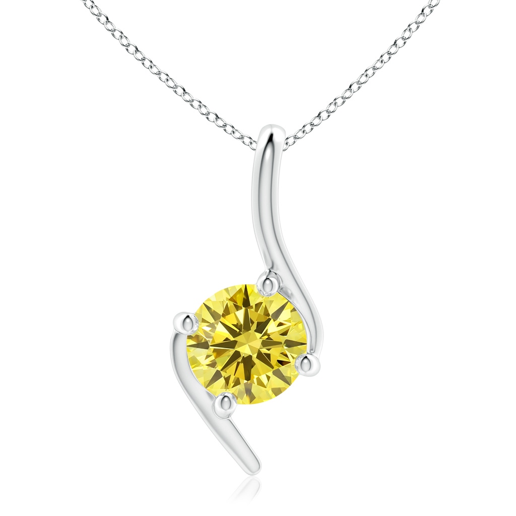 6.4mm Labgrown Prong-Set Lab-Grown Fancy Intense Yellow Diamond Solitaire Bypass Pendant in White Gold