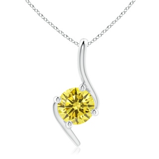 6.4mm Labgrown Prong-Set Lab-Grown Fancy Intense Yellow Diamond Solitaire Bypass Pendant in White Gold