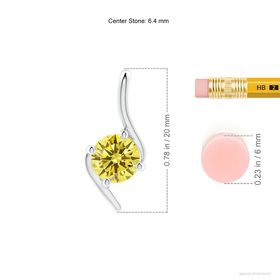 6.4mm Labgrown Prong-Set Lab-Grown Fancy Intense Yellow Diamond Solitaire Bypass Pendant in White Gold ruler