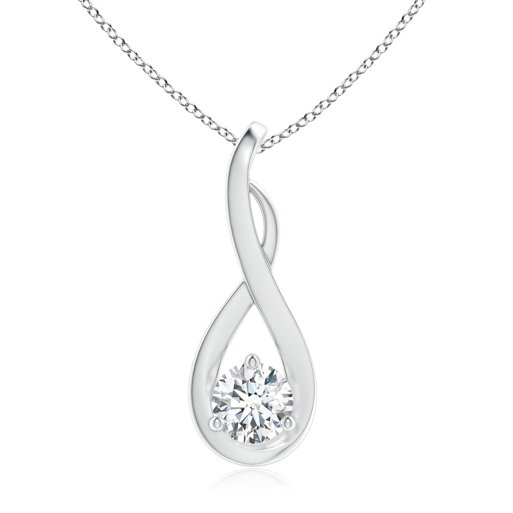 5.1mm FGVS Lab-Grown Infinity Twist Diamond Solitaire Pendant in 18K White Gold