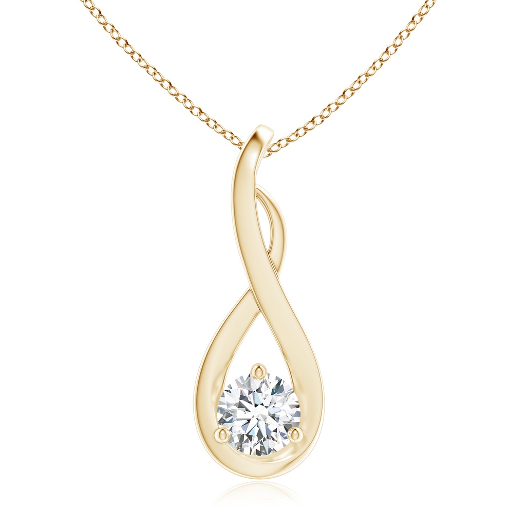 5.1mm FGVS Lab-Grown Infinity Twist Diamond Solitaire Pendant in Yellow Gold