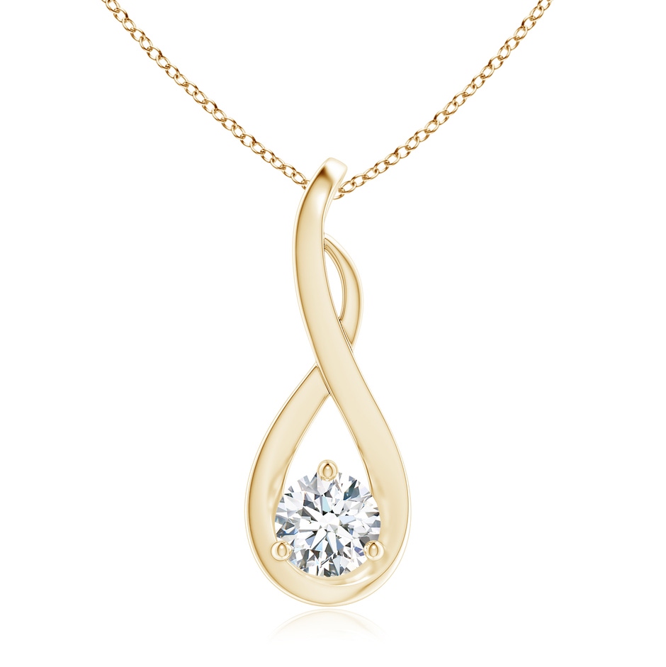 5.1mm FGVS Lab-Grown Infinity Twist Diamond Solitaire Pendant in Yellow Gold 