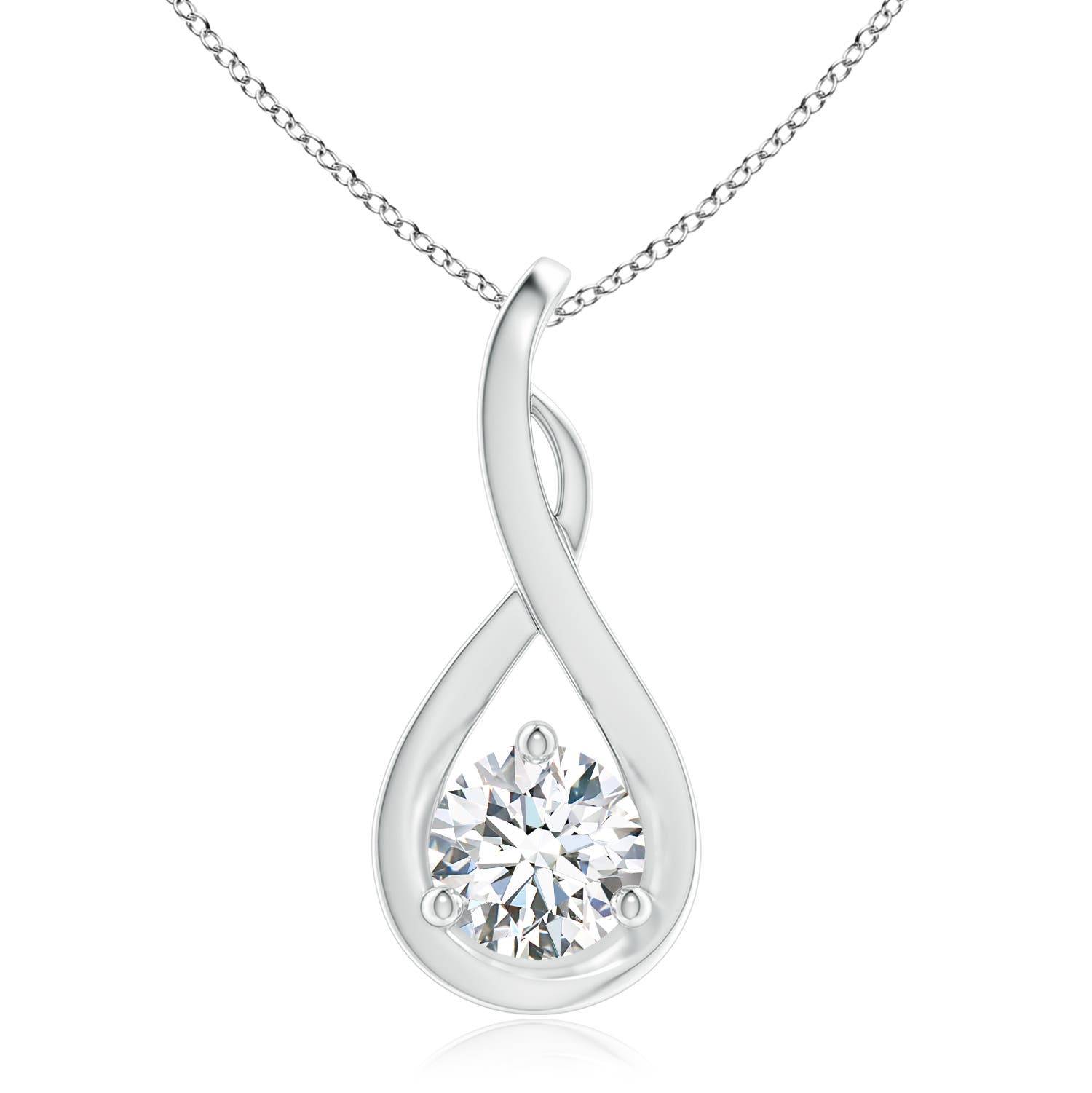 6.4mm FGVS Lab-Grown Infinity Twist Diamond Solitaire Pendant in P950 Platinum