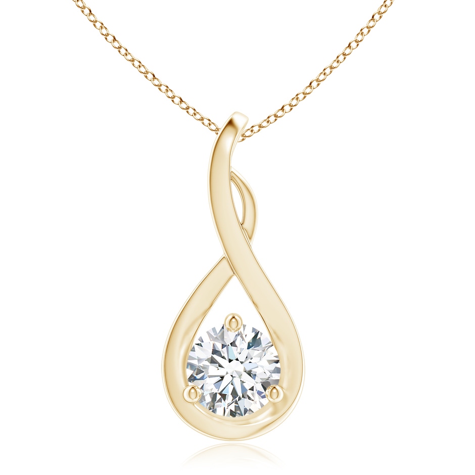 6.4mm FGVS Lab-Grown Infinity Twist Diamond Solitaire Pendant in Yellow Gold 