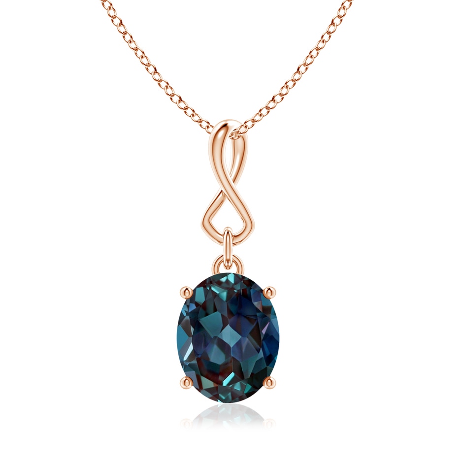 10x8mm Labgrown Oval Lab-Grown Alexandrite Dangle Pendant with Infinity Loop Bale in Rose Gold 