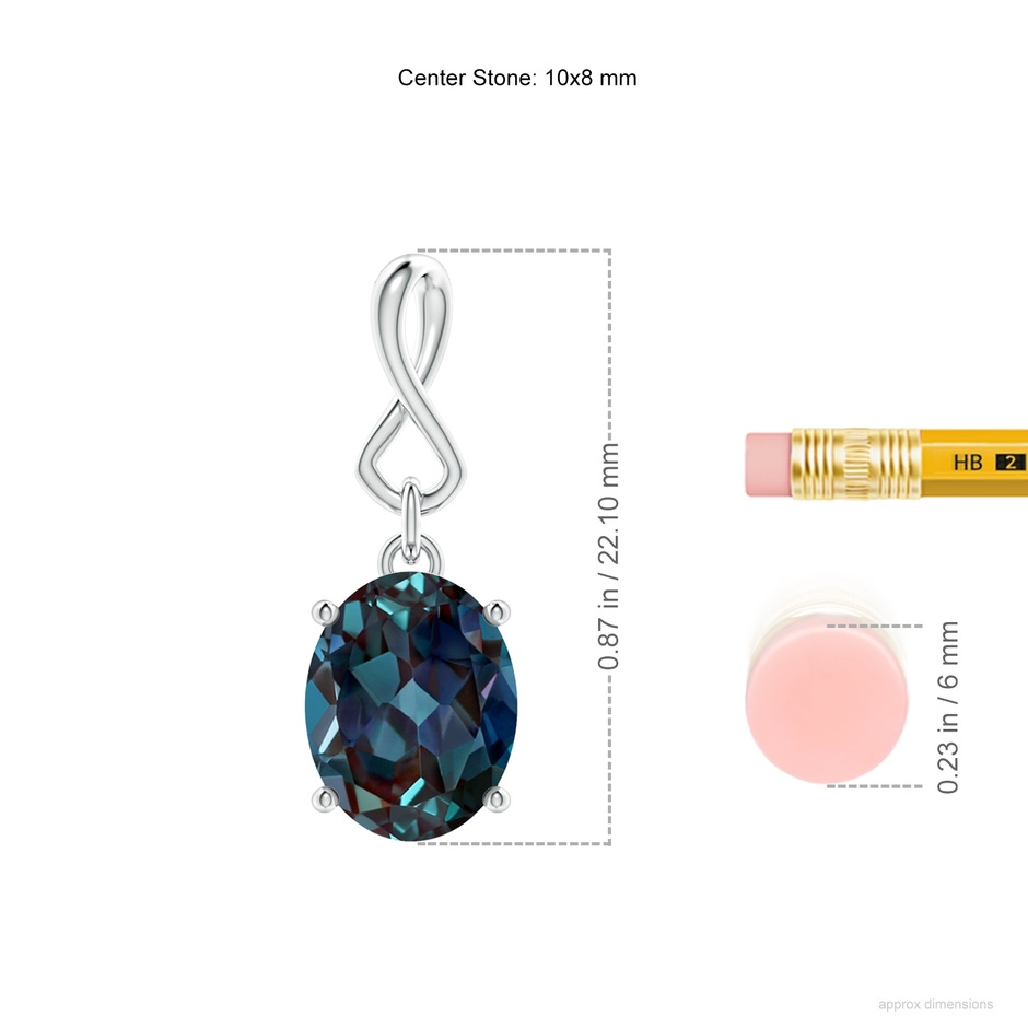 10x8mm Labgrown Oval Lab-Grown Alexandrite Dangle Pendant with Infinity Loop Bale in White Gold ruler