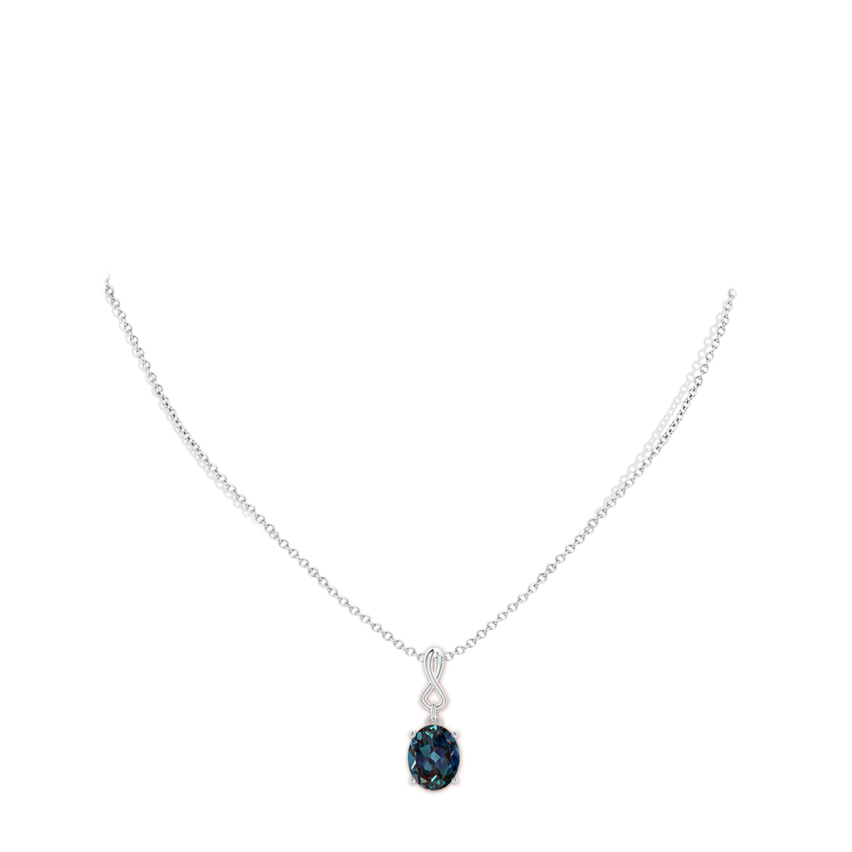 10x8mm Labgrown Oval Lab-Grown Alexandrite Dangle Pendant with Infinity Loop Bale in White Gold pen