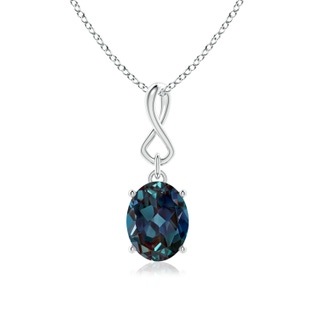 9x7mm Labgrown Oval Lab-Grown Alexandrite Dangle Pendant with Infinity Loop Bale in White Gold