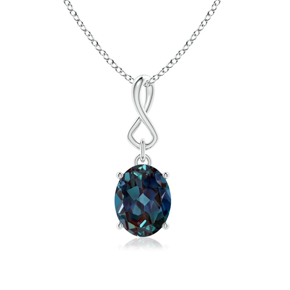 9x7mm Labgrown Oval Lab-Grown Alexandrite Dangle Pendant with Infinity Loop Bale in White Gold 