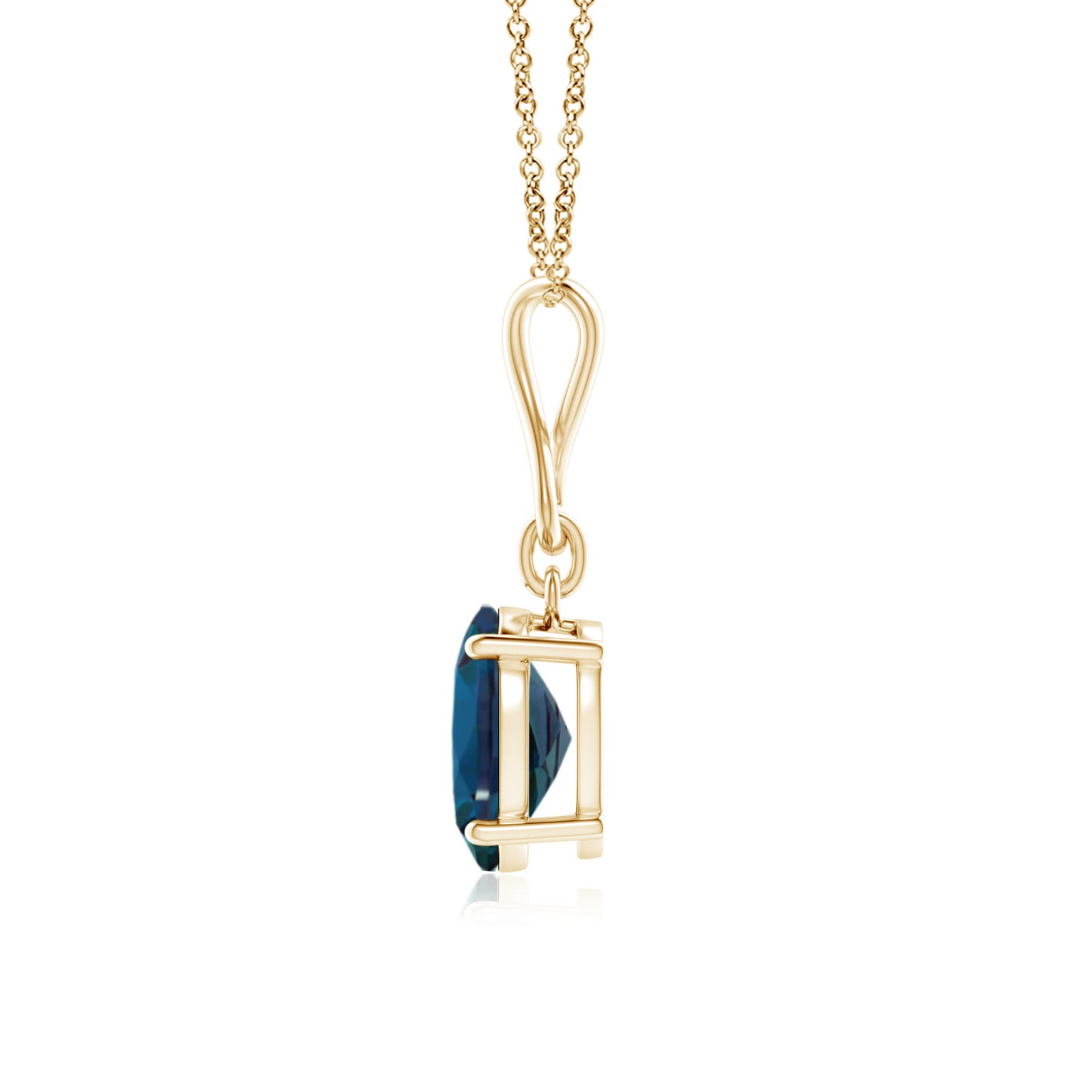 9x7mm Labgrown Oval Lab-Grown Alexandrite Dangle Pendant with Infinity Loop Bale in Yellow Gold