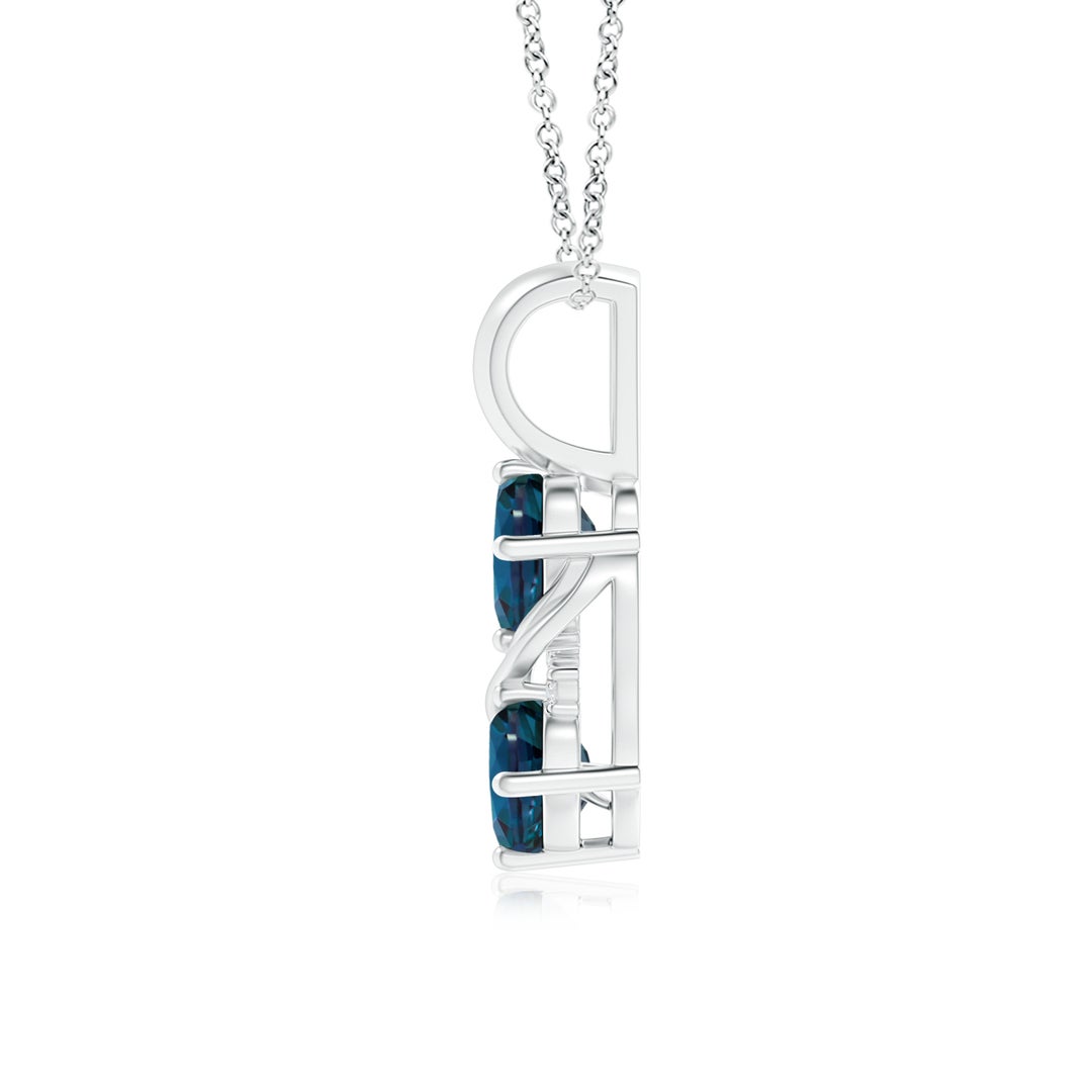 6x4mm Labgrown Two Stone Lab-Grown Alexandrite Swirl Pendant in White Gold - side 3
