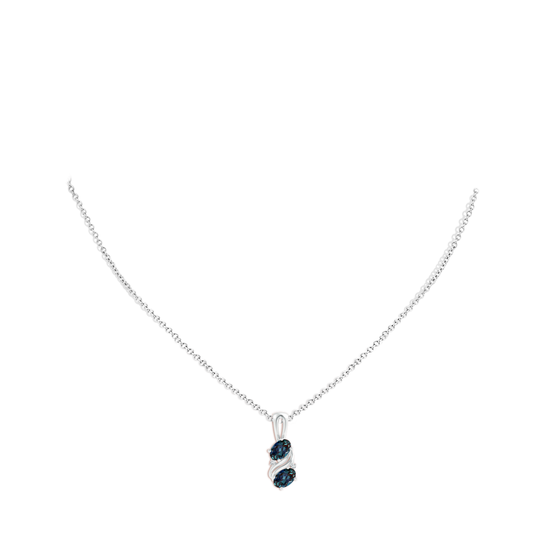 6x4mm Labgrown Two Stone Lab-Grown Alexandrite Swirl Pendant in White Gold - body_neck