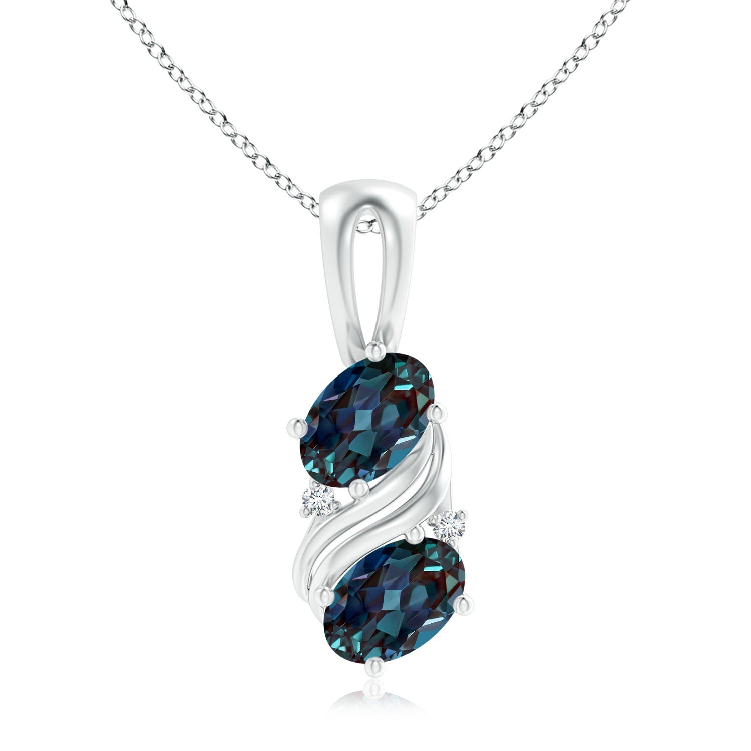 7x5mm Labgrown Two Stone Lab-Grown Alexandrite Swirl Pendant in P950 Platinum