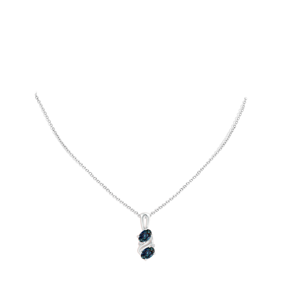 7x5mm Labgrown Two Stone Lab-Grown Alexandrite Swirl Pendant in White Gold pen
