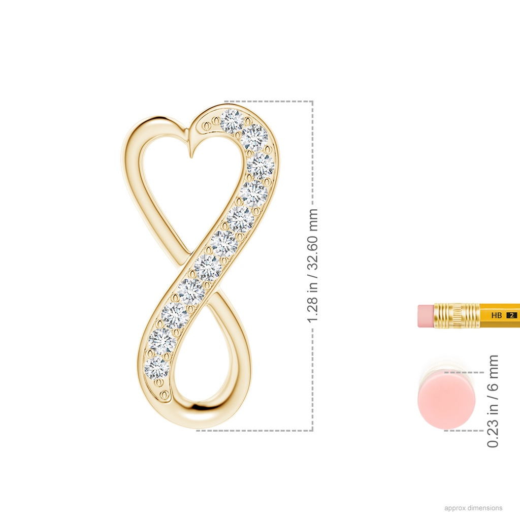 2.9mm FGVS Lab-Grown Pavé-Set Diamond Infinity Heart Pendant in Yellow Gold ruler