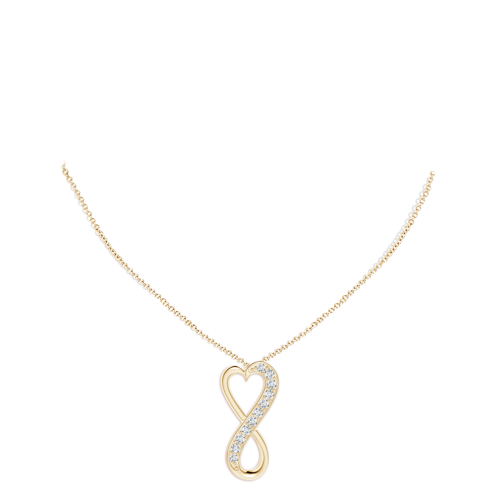 2.9mm FGVS Lab-Grown Pavé-Set Diamond Infinity Heart Pendant in Yellow Gold pen