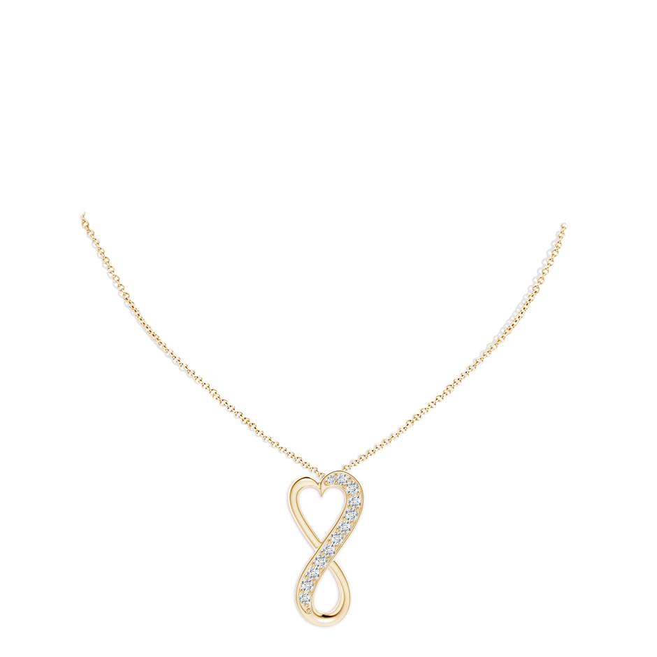 2.9mm FGVS Lab-Grown Pave-Set Diamond Infinity Heart Pendant in Yellow Gold pen