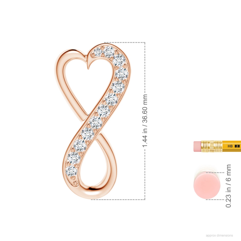 3.3mm FGVS Lab-Grown Pave-Set Diamond Infinity Heart Pendant in 18K Rose Gold ruler