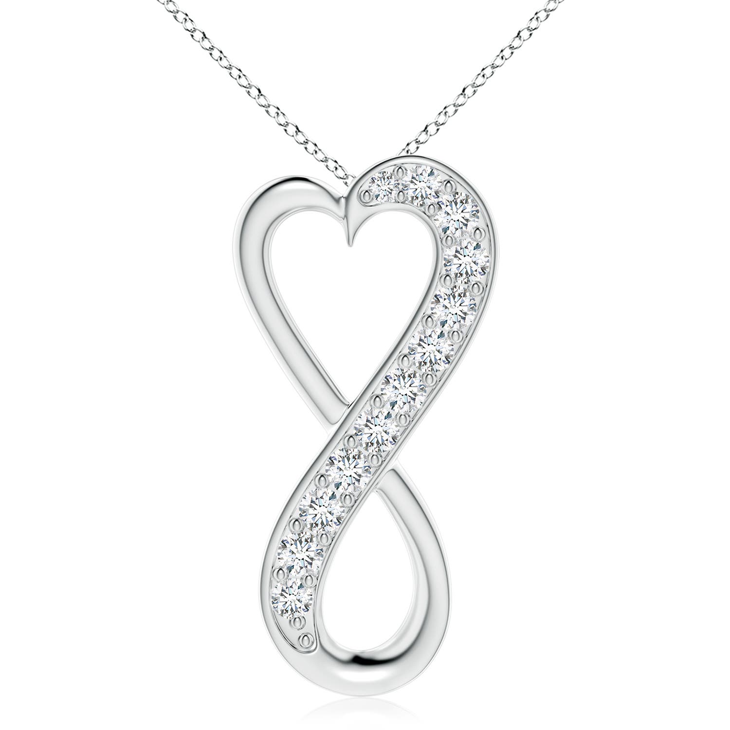 3.3mm FGVS Lab-Grown Pave-Set Diamond Infinity Heart Pendant in 18CT White Gold