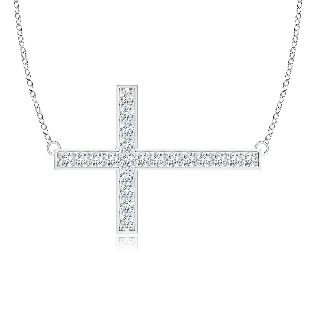 1.75mm FGVS Lab-Grown Classic Diamond Sideways Cross Necklace in 18K White Gold