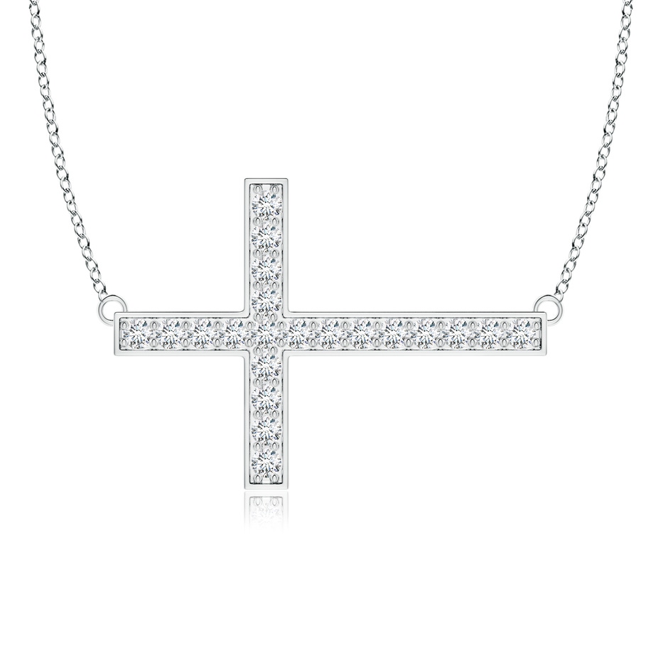 1.75mm FGVS Lab-Grown Classic Diamond Sideways Cross Necklace in 18K White Gold 