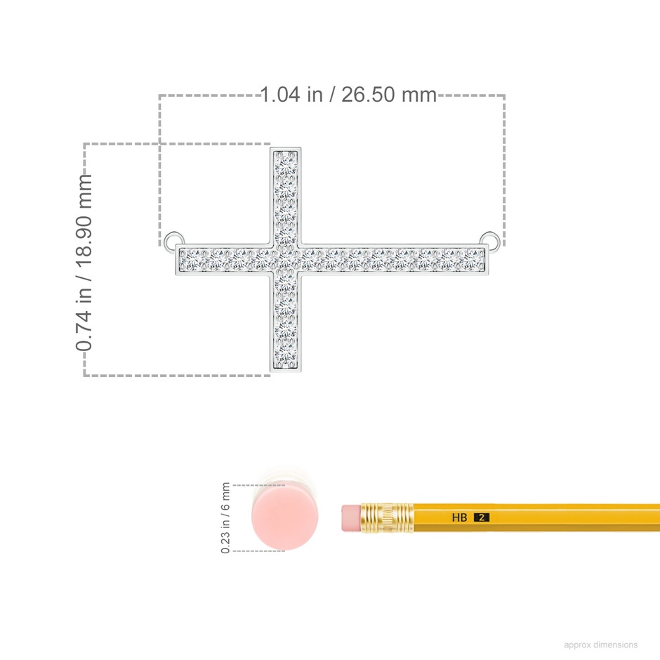 1.75mm FGVS Lab-Grown Classic Diamond Sideways Cross Necklace in 18K White Gold ruler