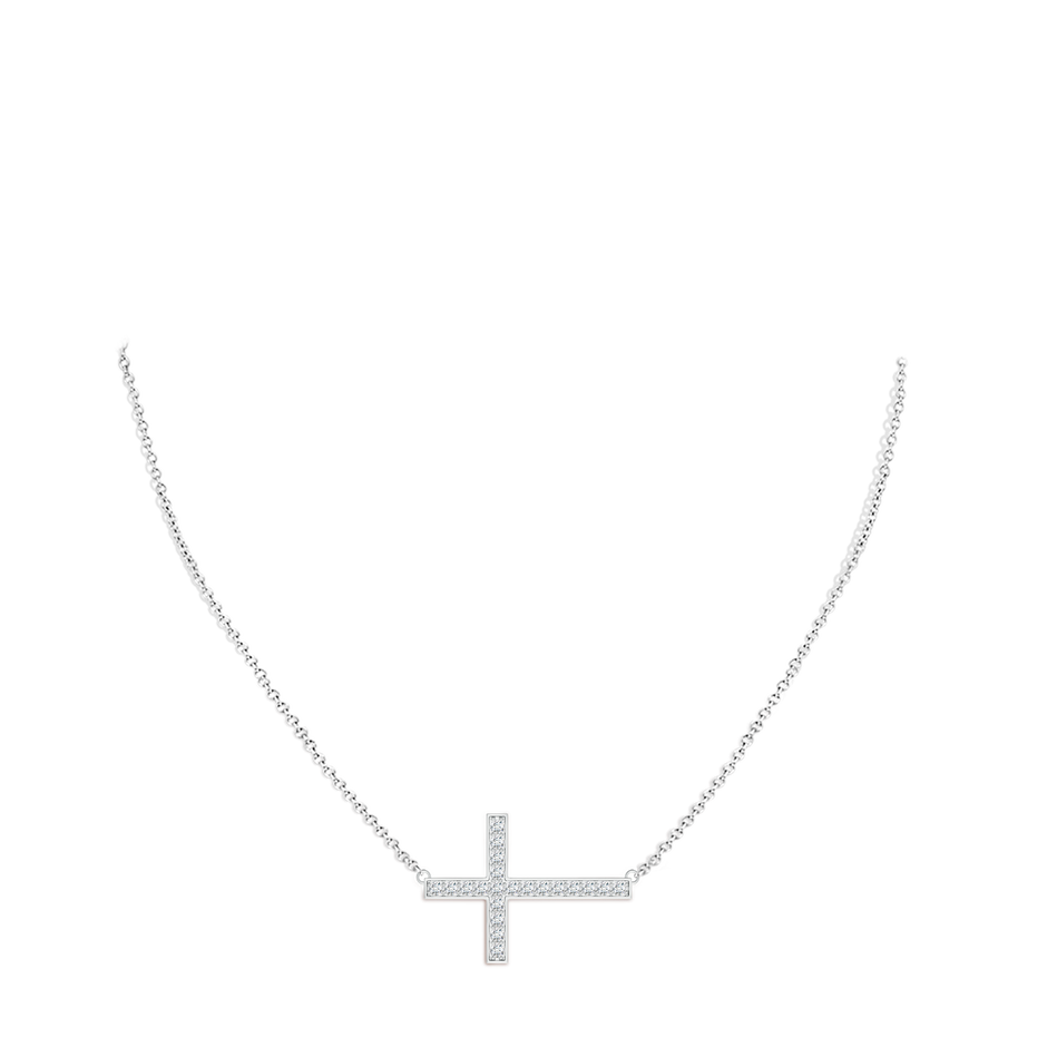 1.75mm FGVS Lab-Grown Classic Diamond Sideways Cross Necklace in 18K White Gold pen