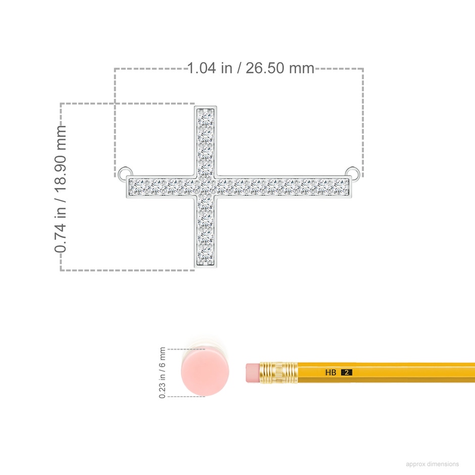 1.75mm FGVS Lab-Grown Classic Diamond Sideways Cross Necklace in S999 Silver ruler