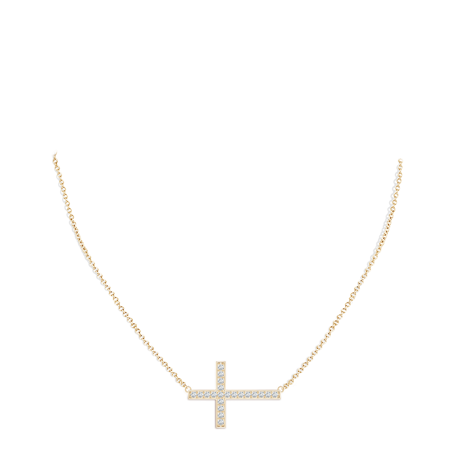 1.75mm FGVS Lab-Grown Classic Diamond Sideways Cross Necklace in Yellow Gold pen