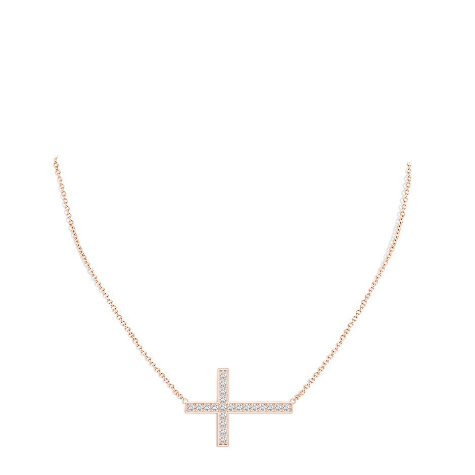 2.25mm FGVS Lab-Grown Classic Diamond Sideways Cross Necklace in Rose Gold pen