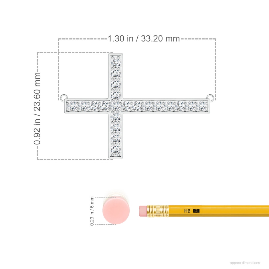 2.25mm FGVS Lab-Grown Classic Diamond Sideways Cross Necklace in S999 Silver ruler