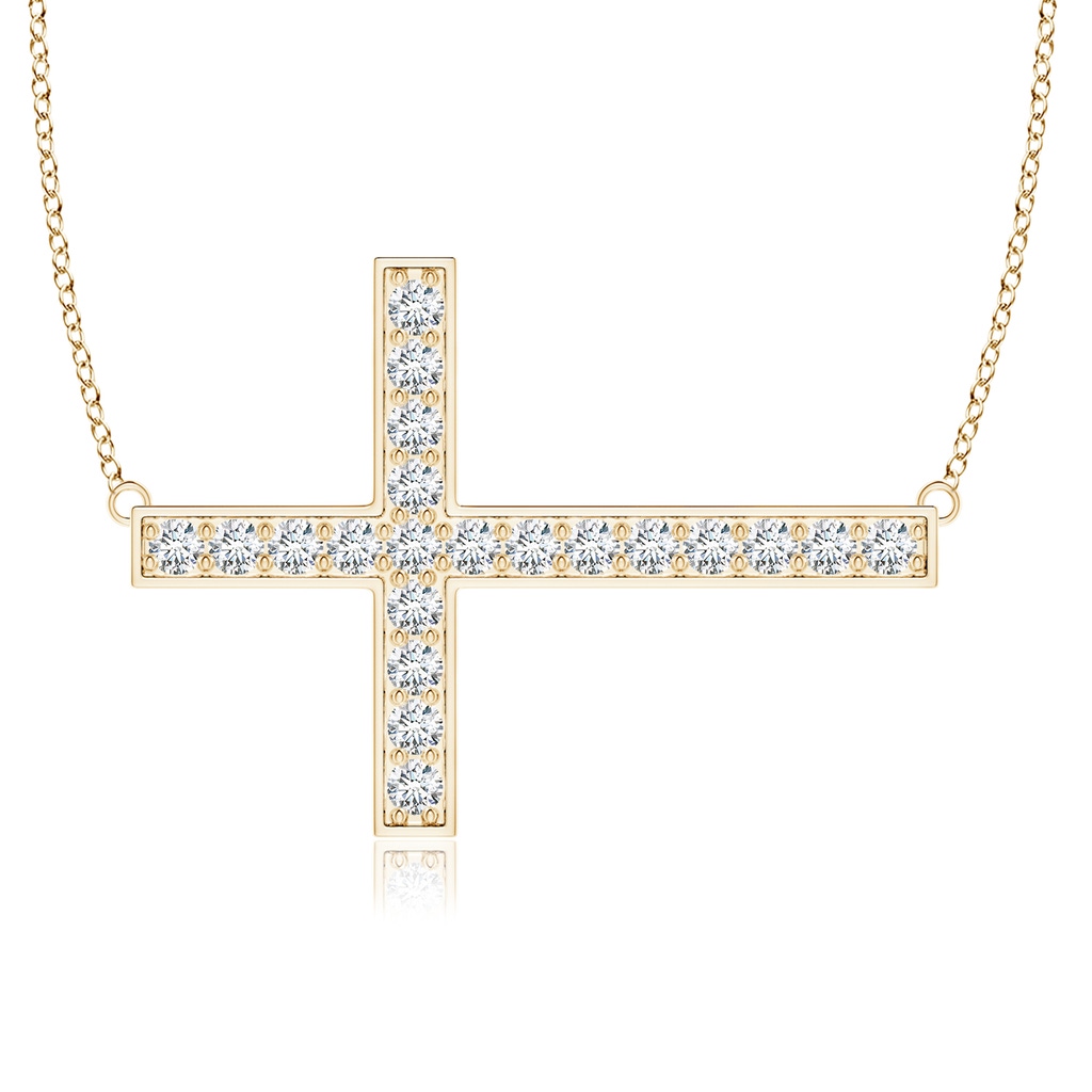 2.25mm FGVS Lab-Grown Classic Diamond Sideways Cross Necklace in Yellow Gold
