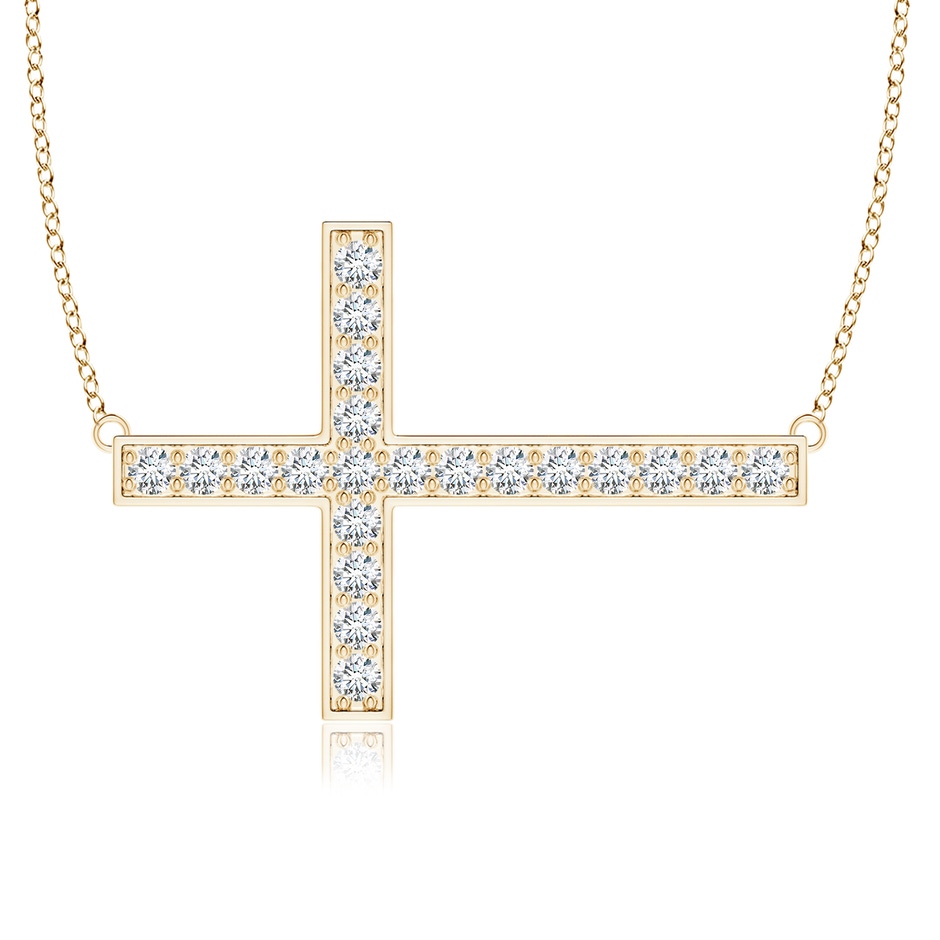 2.25mm FGVS Lab-Grown Classic Diamond Sideways Cross Necklace in Yellow Gold 