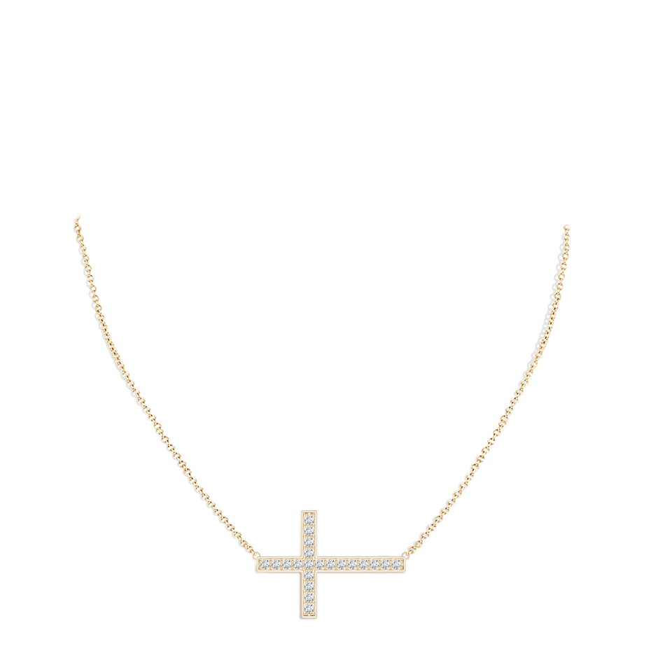 2.25mm FGVS Lab-Grown Classic Diamond Sideways Cross Necklace in Yellow Gold pen