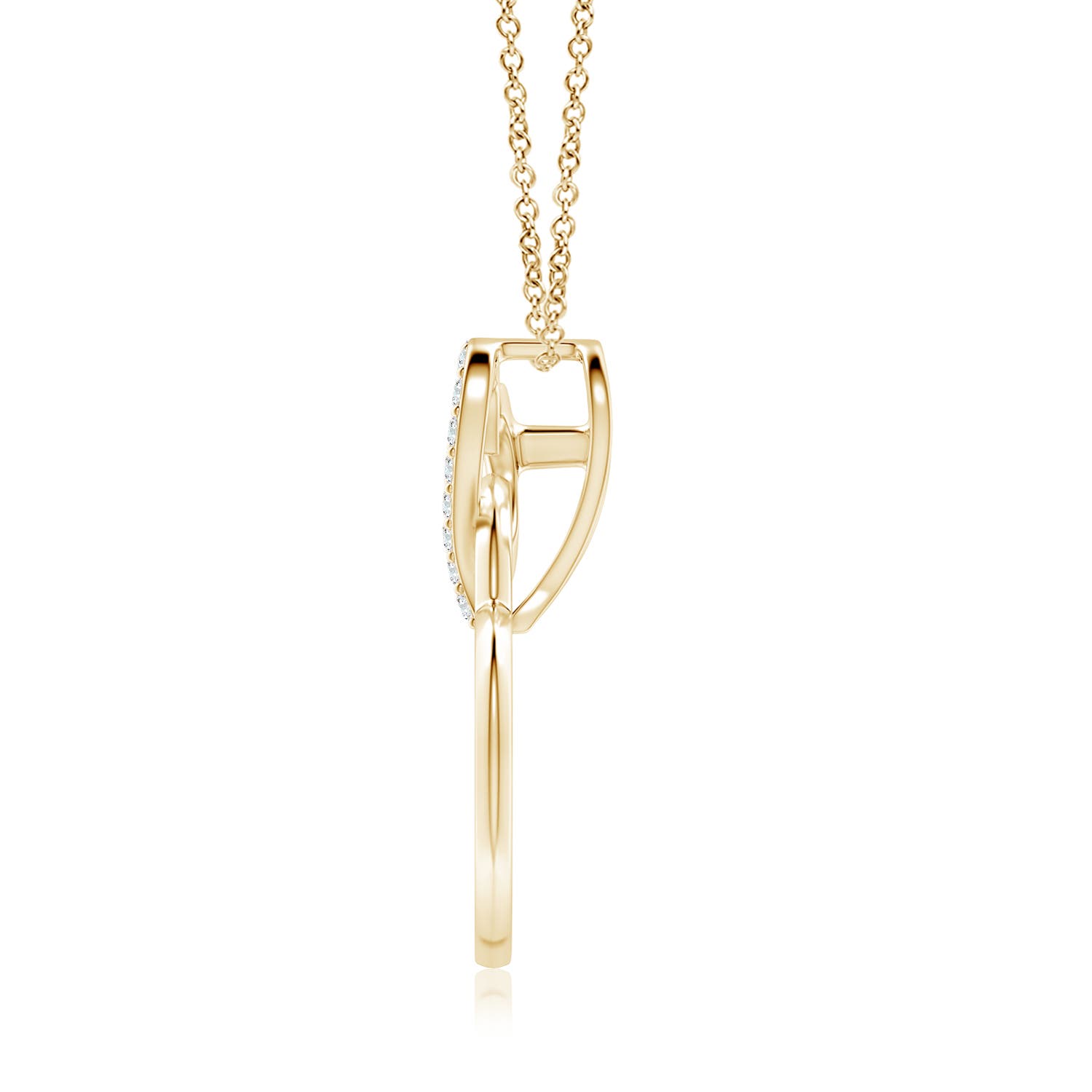 1.7mm FGVS Lab-Grown Interlinked Diamond Tilted Heart Pendant in 18K Yellow Gold
