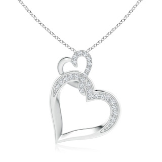 1.7mm FGVS Lab-Grown Interlinked Diamond Tilted Heart Pendant in S999 Silver