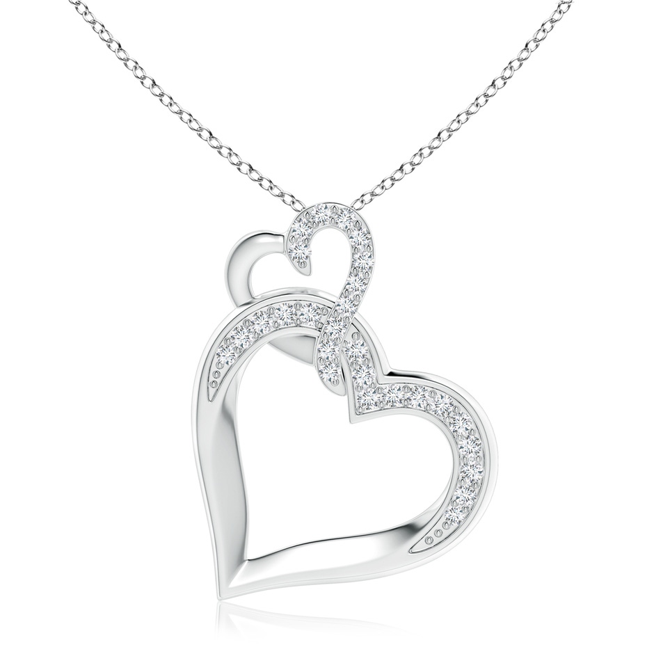 2.1mm FGVS Lab-Grown Interlinked Diamond Tilted Heart Pendant in P950 Platinum 