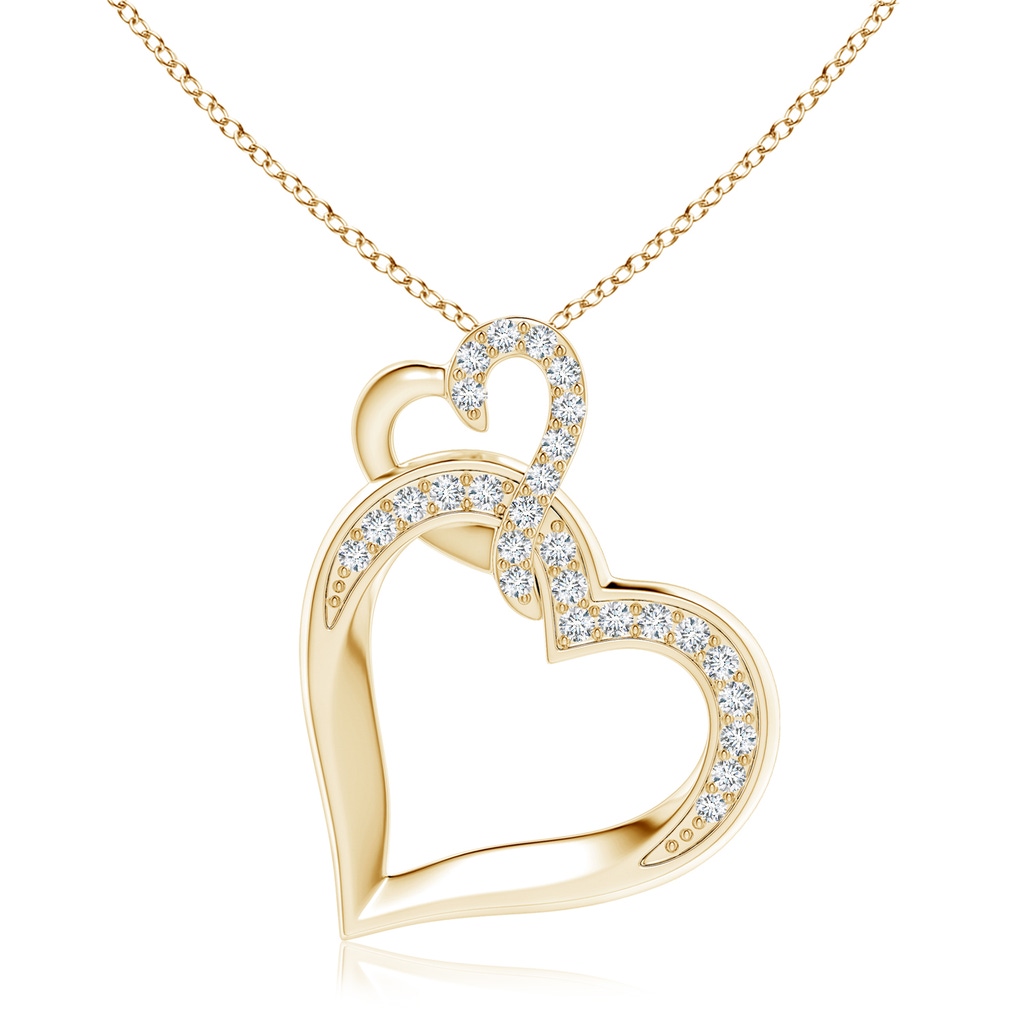 2.1mm FGVS Lab-Grown Interlinked Diamond Tilted Heart Pendant in Yellow Gold