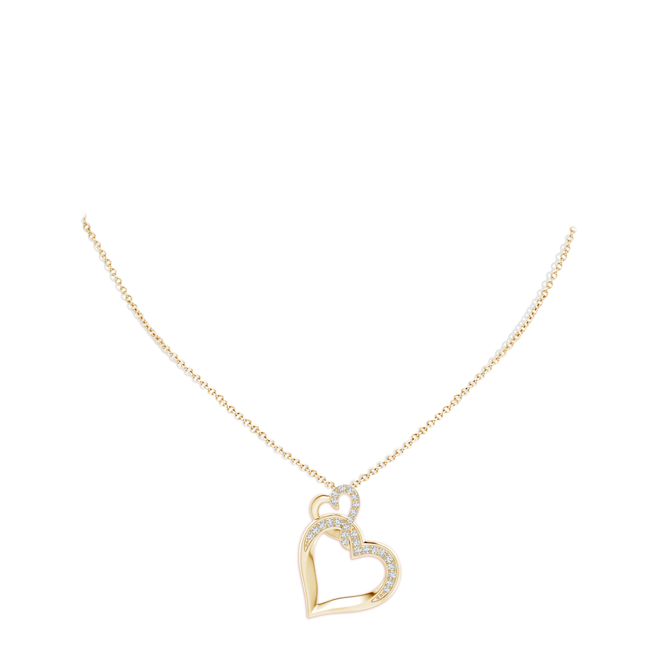 2.4mm FGVS Lab-Grown Interlinked Diamond Tilted Heart Pendant in 18K Yellow Gold pen