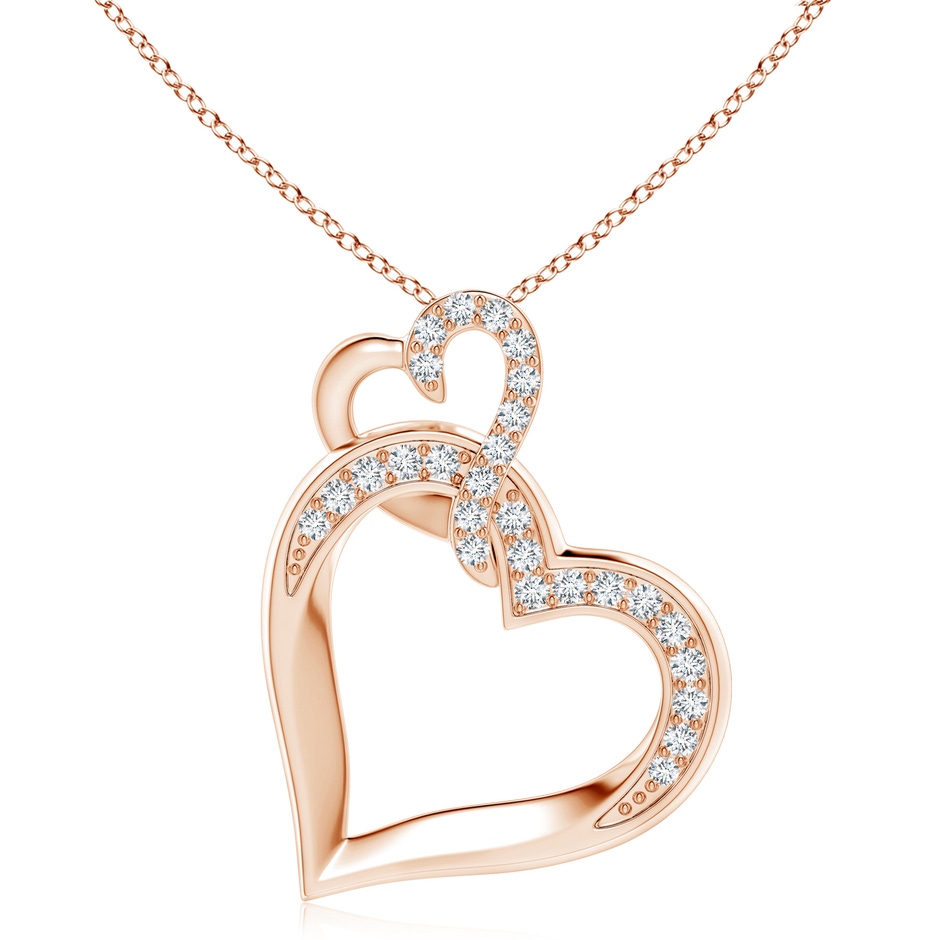 2.4mm FGVS Lab-Grown Interlinked Diamond Tilted Heart Pendant in Rose Gold 