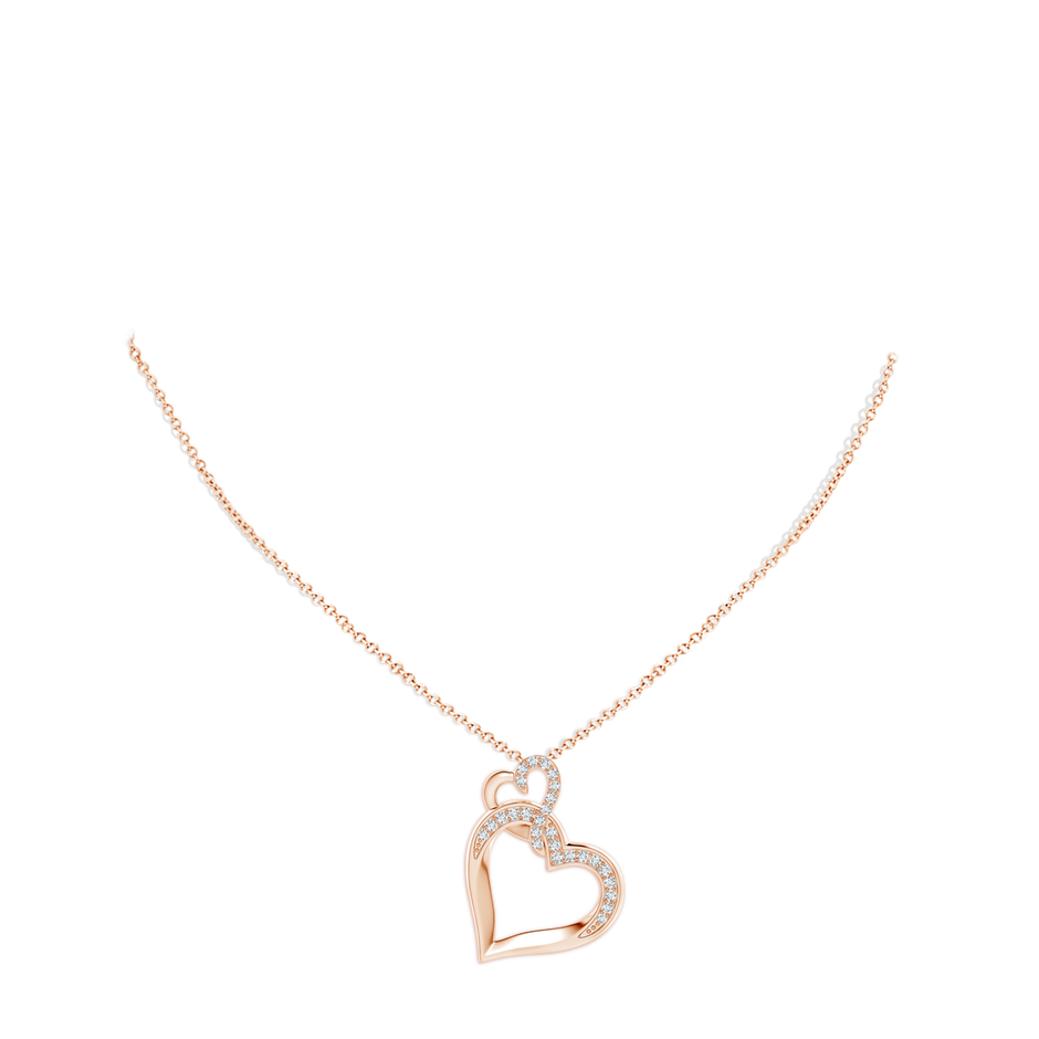 2.4mm FGVS Lab-Grown Interlinked Diamond Tilted Heart Pendant in Rose Gold pen