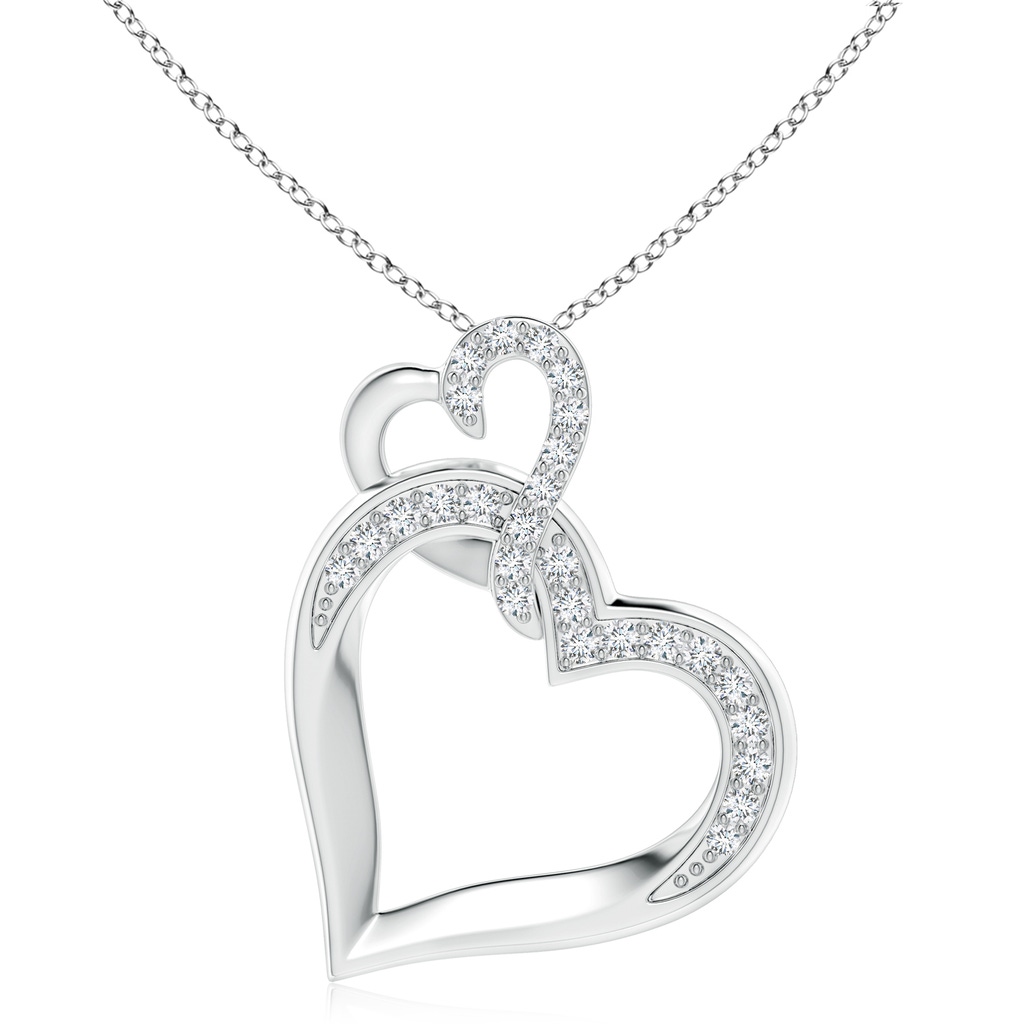 2.4mm FGVS Lab-Grown Interlinked Diamond Tilted Heart Pendant in White Gold