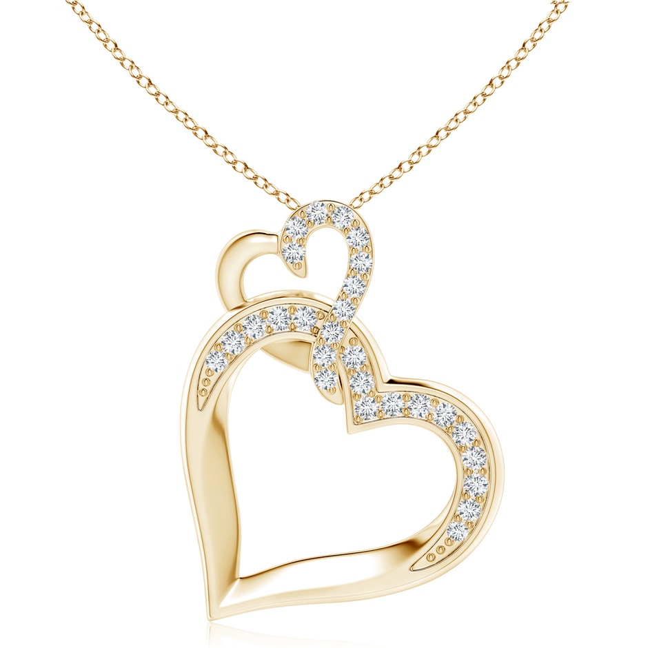 2.4mm FGVS Lab-Grown Interlinked Diamond Tilted Heart Pendant in Yellow Gold 