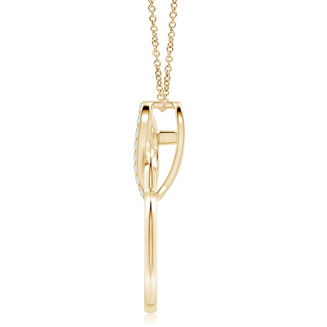 2.4mm FGVS Lab-Grown Interlinked Diamond Tilted Heart Pendant in Yellow Gold - side 3