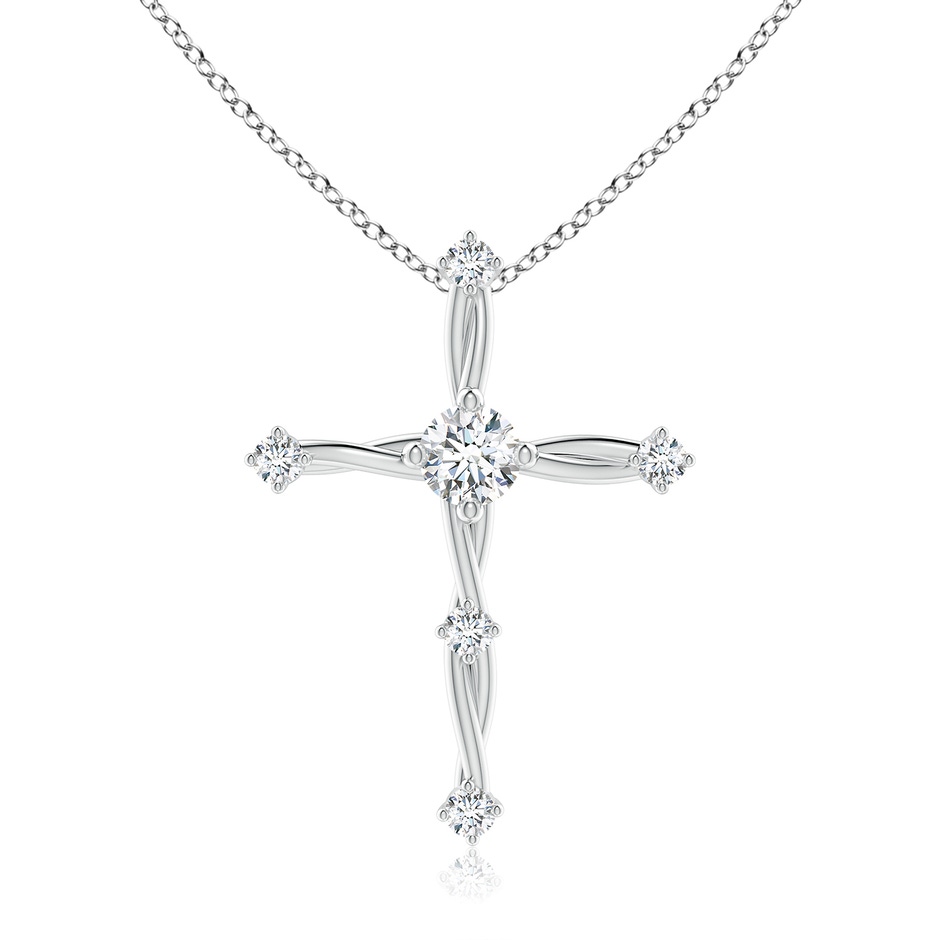 4.6mm FGVS Lab-Grown Diamond Braided Cross Pendant in P950 Platinum 