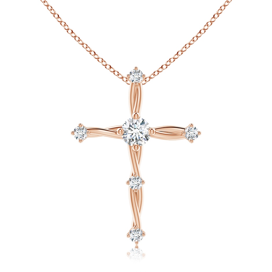 4.6mm FGVS Lab-Grown Diamond Braided Cross Pendant in Rose Gold 
