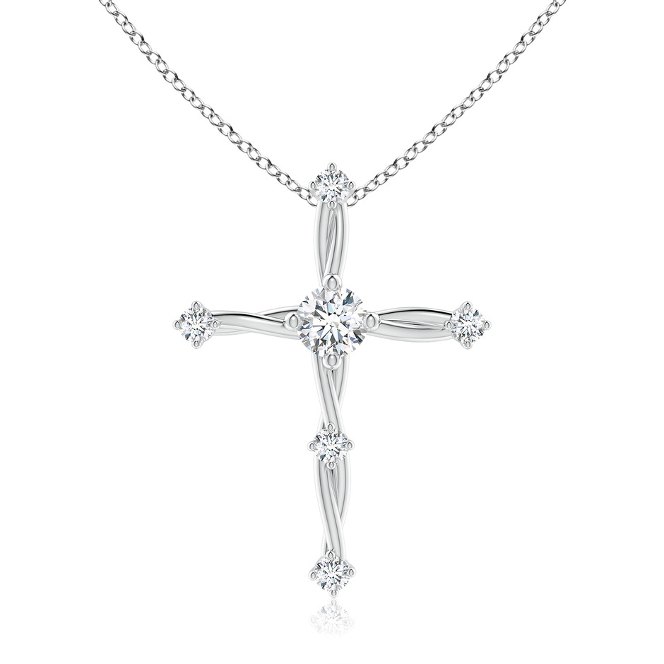 4.6mm FGVS Lab-Grown Diamond Braided Cross Pendant in White Gold 