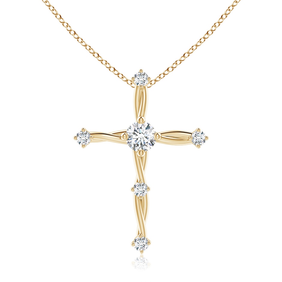 4.6mm FGVS Lab-Grown Diamond Braided Cross Pendant in Yellow Gold 