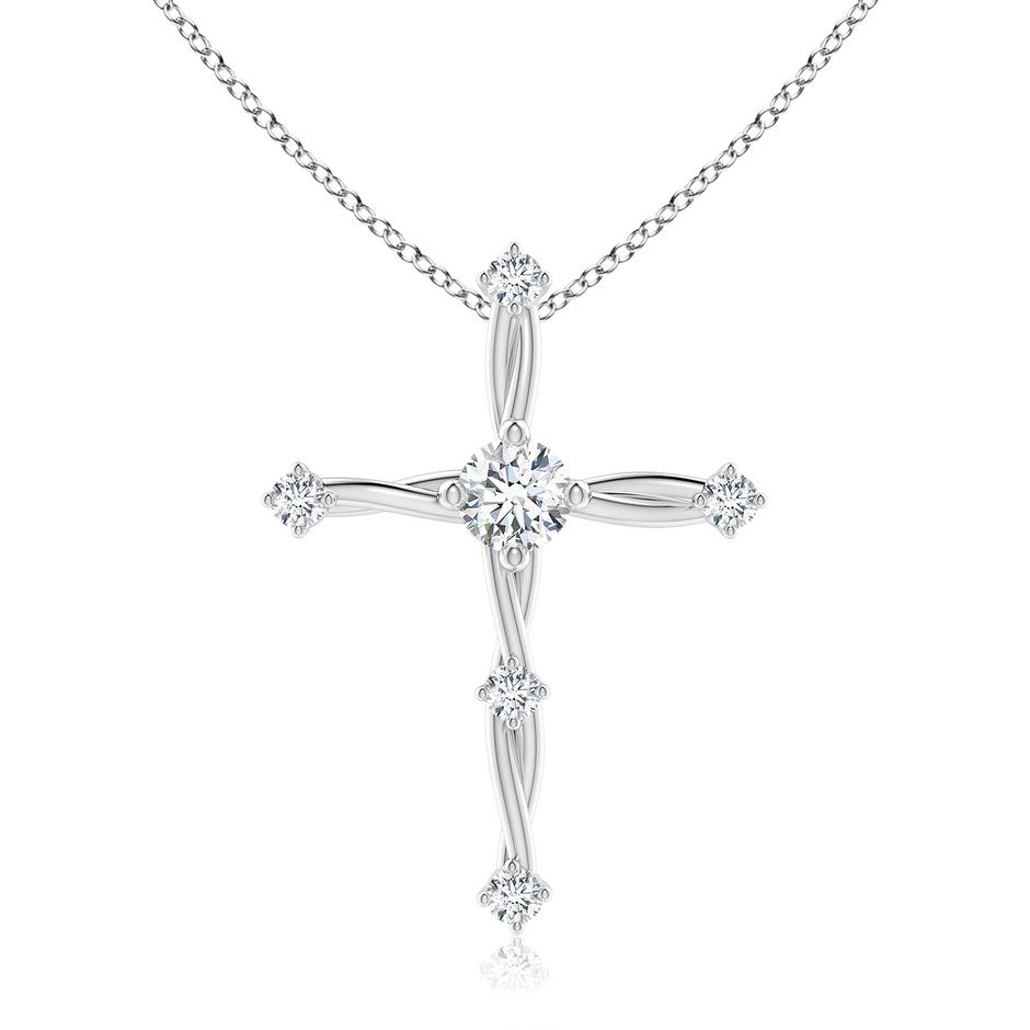 5.4mm FGVS Lab-Grown Diamond Braided Cross Pendant in 18K White Gold 